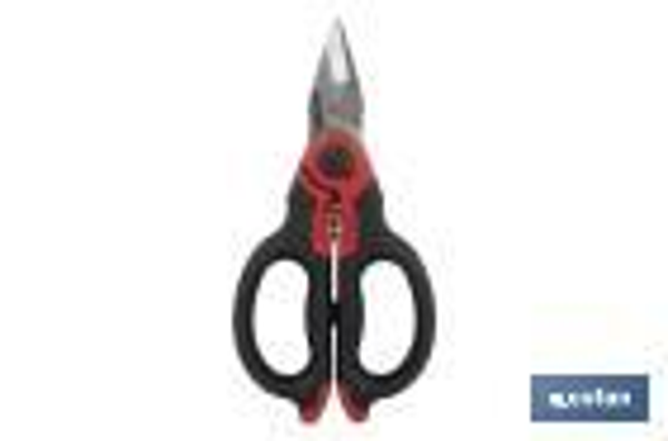 Tijeras de electricista profesional | Con longitud 160 mm | Con accesorios pelacables y de crimpar)