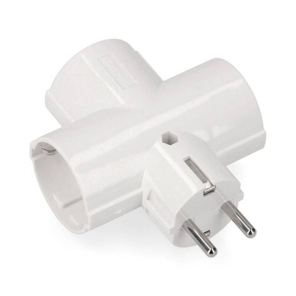 ADAPTADOR TRIPLE 2P+T, 16A 250V~ , BLANCO (RETRACTILADO)