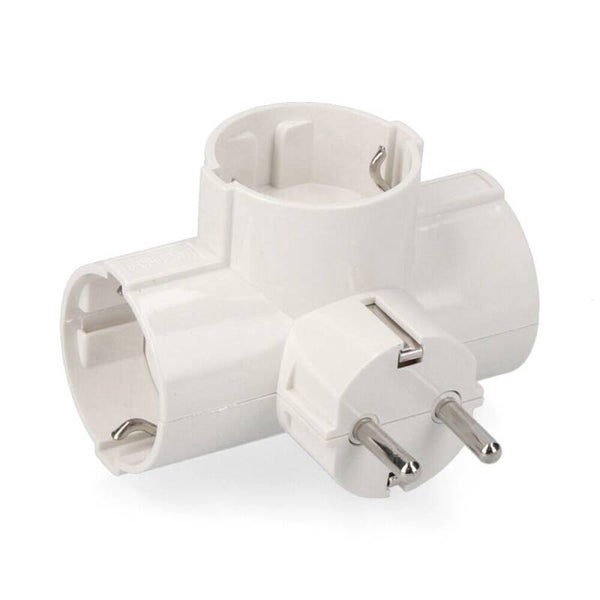 CLAVIJA TRIPLE 2P+T, 16A 250V~ ENTRADA LATERAL, BLANCO (RETRACTILADO)