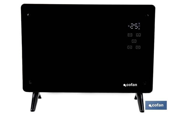 Convector radiante de panel de vidrio | Potencia: 1500 W | Mando a distancia | Control vía app | Compatible con asistente de voz | Temporizador 24 h