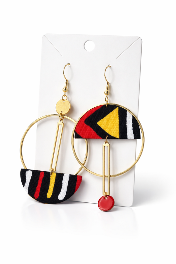 Boucles asymétriques en tissu wax