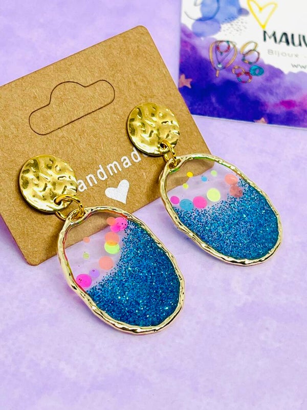 Boucles d’oreilles pop bleues