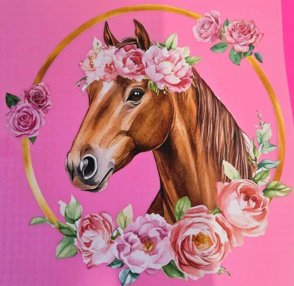 Horse with Golden Ring with Flowers