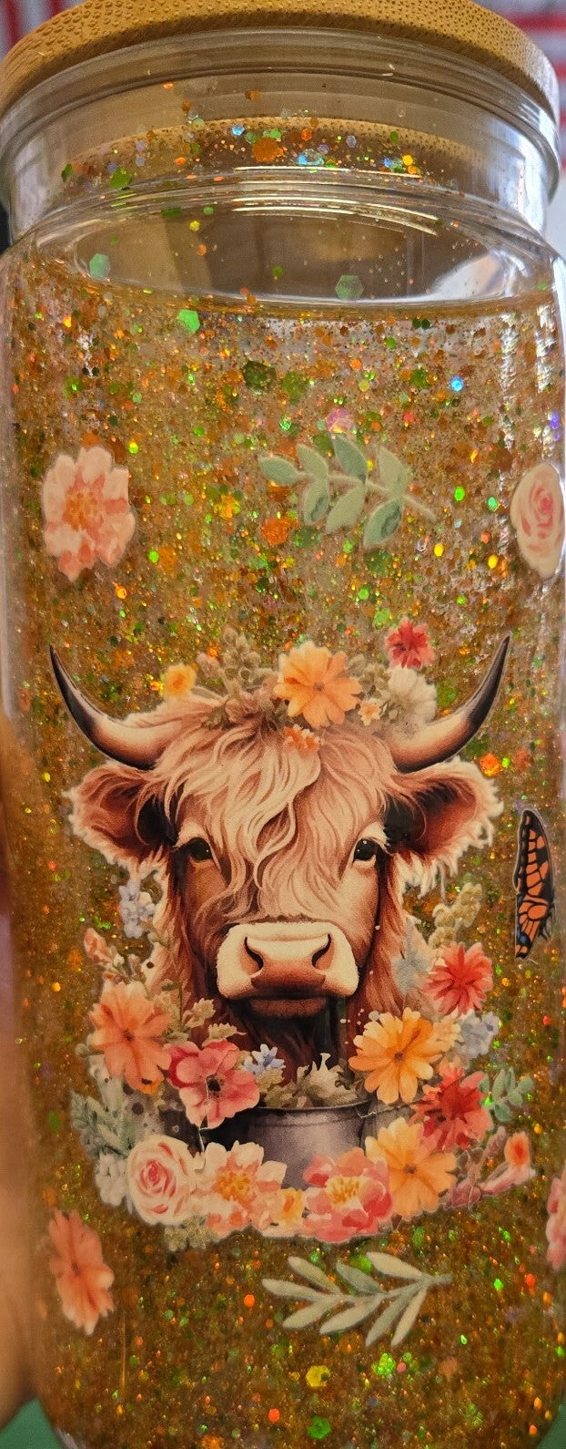 Highland Cow Yellow Glitter