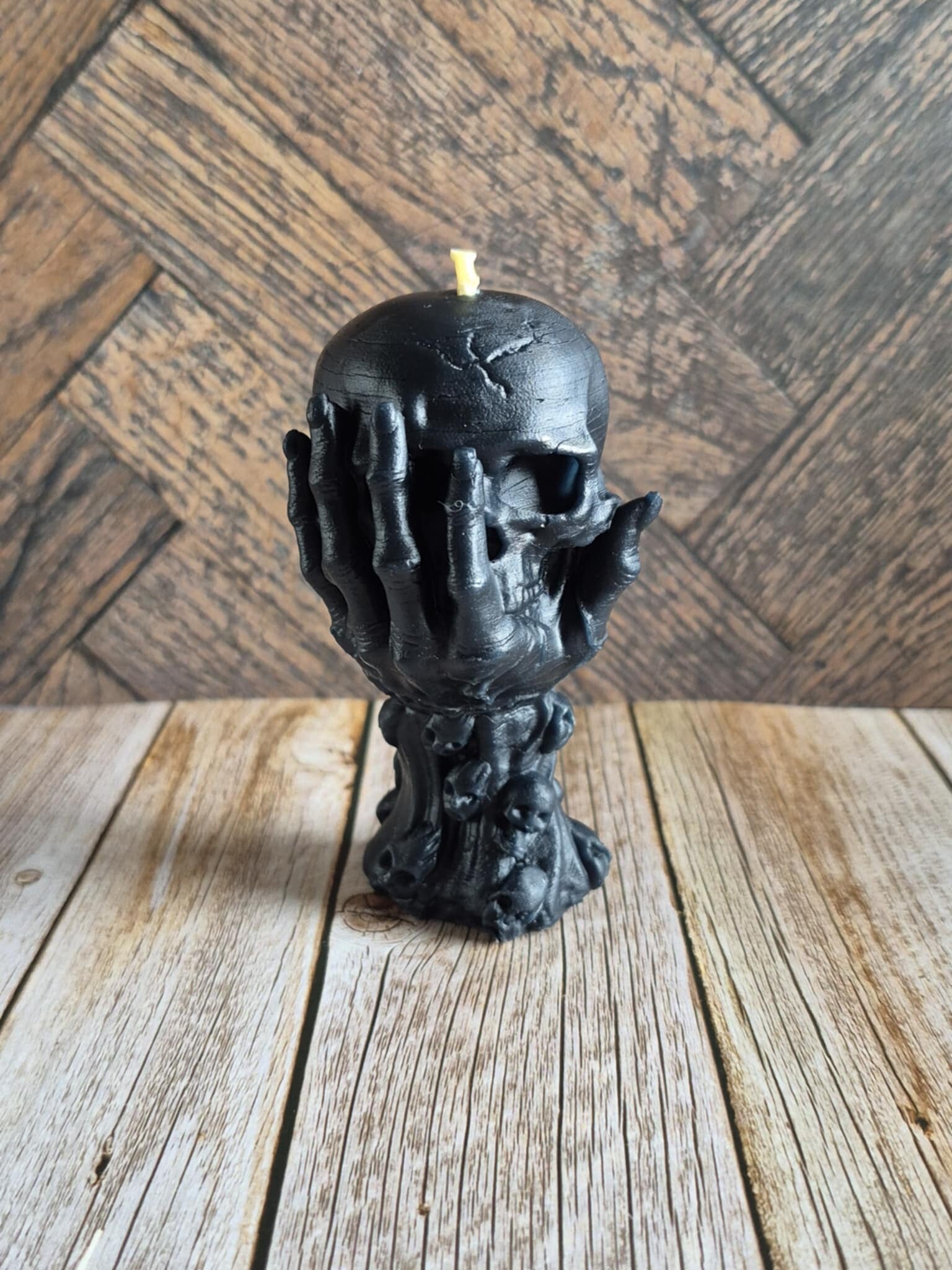 Custom Hand Holding Skull Candle