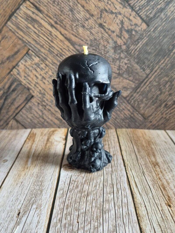 Custom Hand Holding Skull Candle