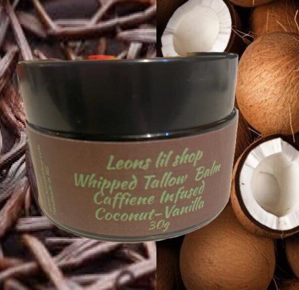 Tallow Balm - Whipped - Coconut - Vanilla - Caffeine Infused