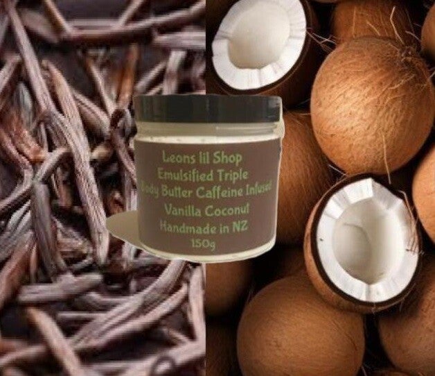 Emulsified triple butter body butter - Caffeine Infused - Vanilla & Coconut