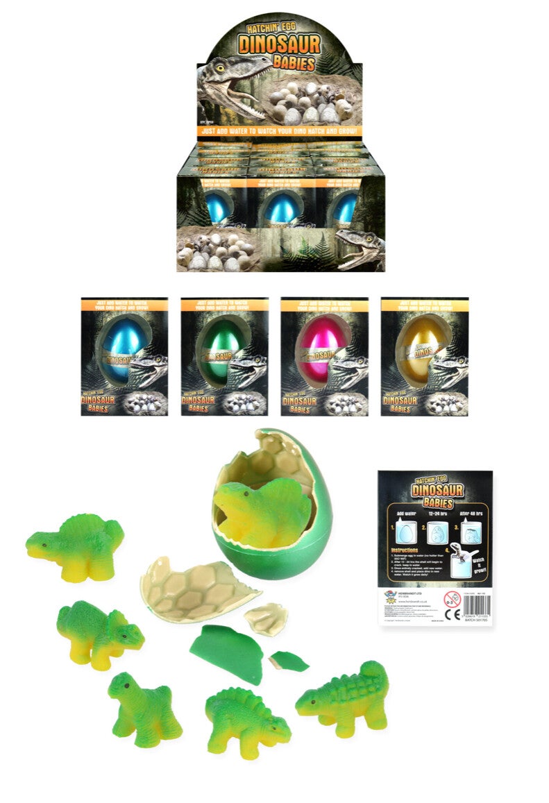 Hatching Dinosaur Eggs (6cm) 4 Assorted Colours / 5 Assorted Designs
