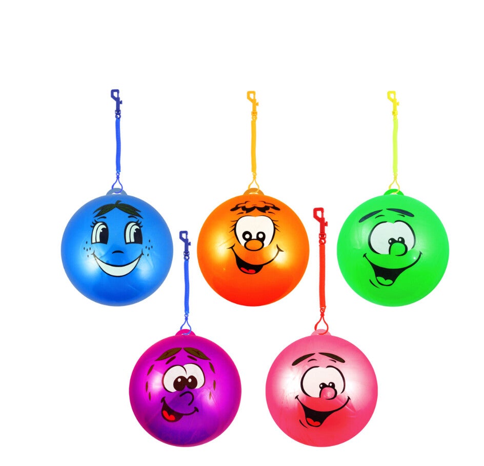 Fruit Scented Bounce Balls in 5 Assorted Designs (25cm) with Hook and Spiral Keychain