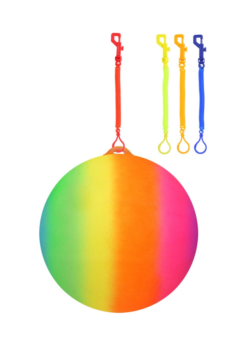 PVC Rainbow Ball (25cm) with Hook and Spiral Keychain
