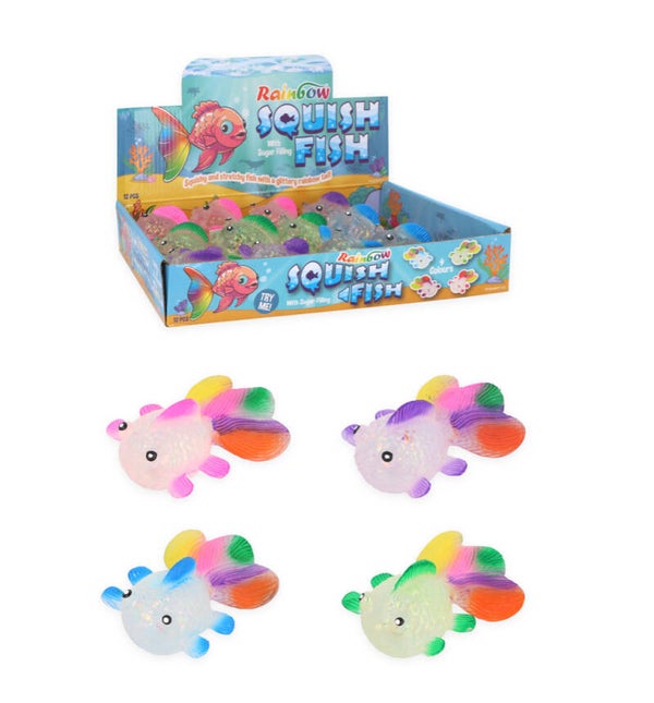 Rainbow Squish Fish with Sugar/Maltose Filling (12.5cm) 4 Assorted Colours