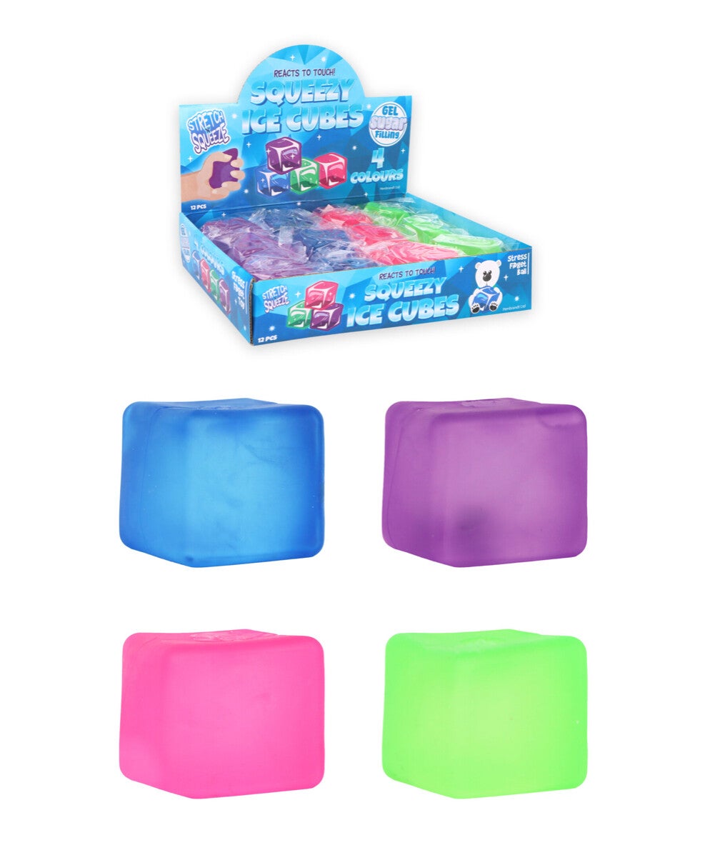 Neon Squeeze Cube Toy with Sugar/Maltose Filling (5cm) 4 Assorted Colours