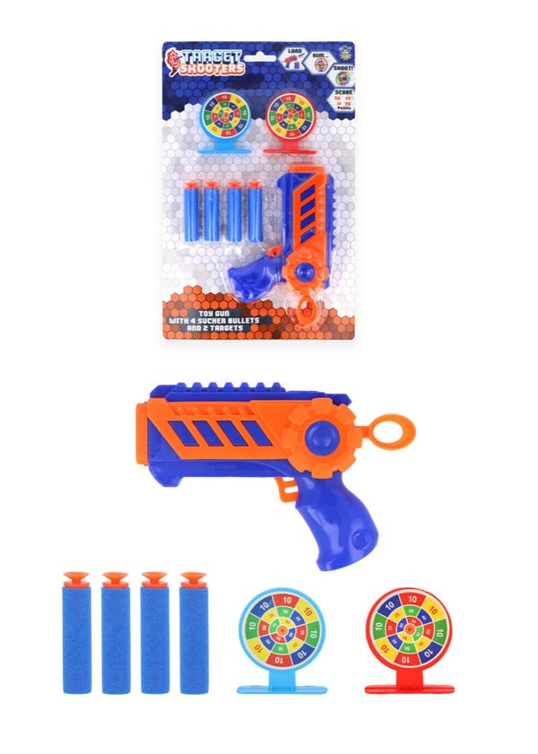 Target Shooter Foam Blaster (15cm) with EVA Darts and 2 Targets (6cm)