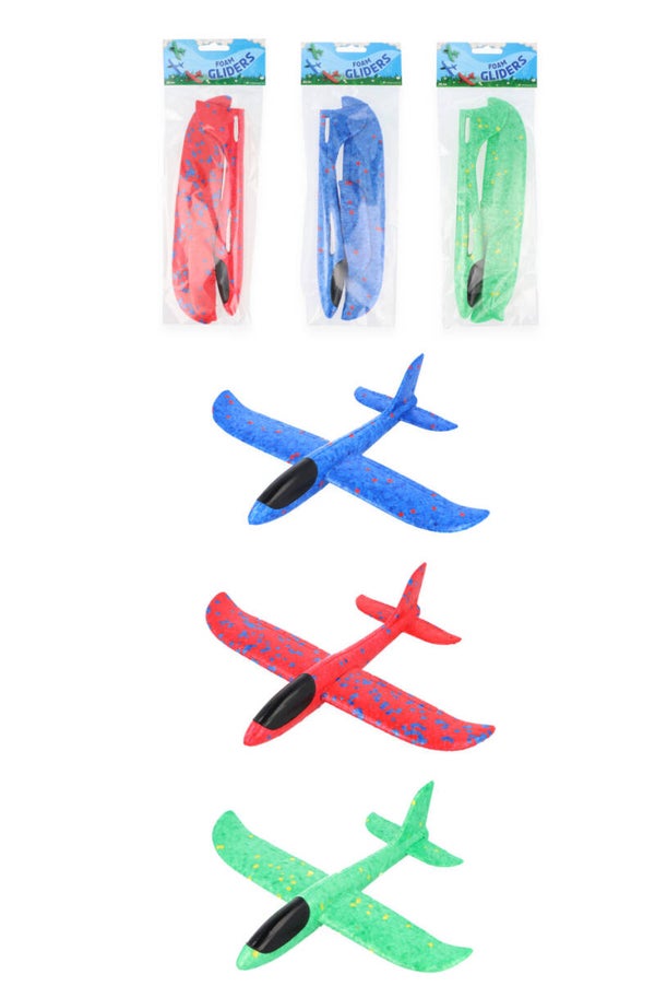 Flying Plane Foam Gliders (23cm) 3 Assorted Colours