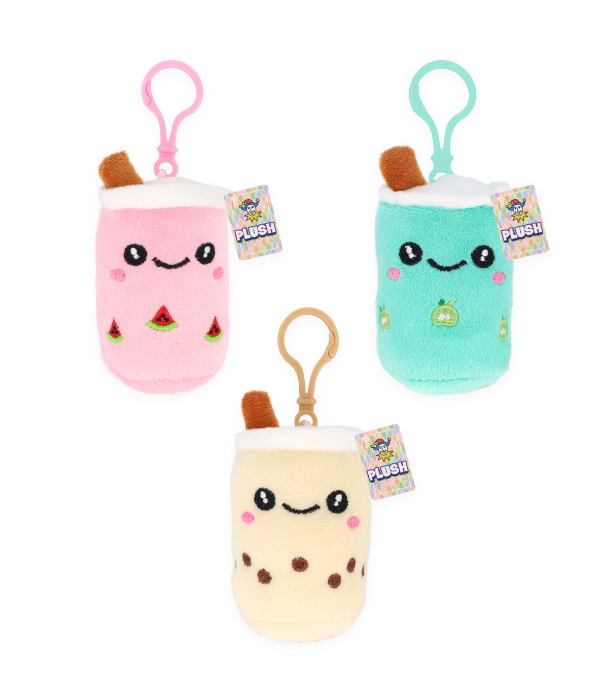 Bubble Tea Plushies with Plastic Clips (3″/8cm) 3 Assorted Colours