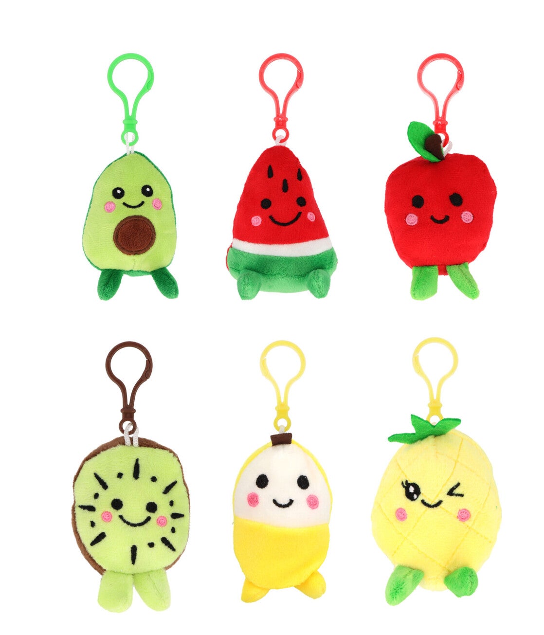 Mini Fruit Plushies with Plastic Clips (3″/8cm) 6 Assorted Colours