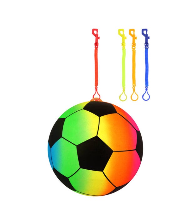 PVC Rainbow Football (23cm) with Hook and Spiral Keychain