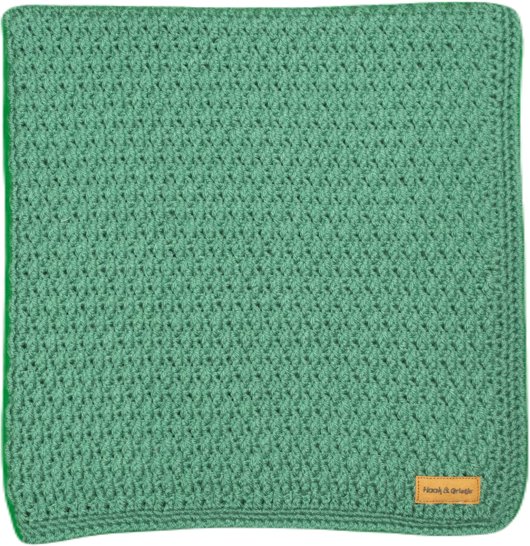 Effen deken, zachtgroen in reliëfsteek