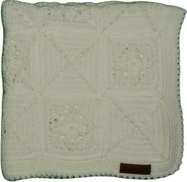 Effen deken, wit in Granny Square motief