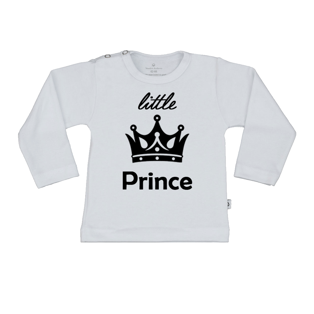 Effen shirtje van Wooden Buttons, wit, lange mouw.