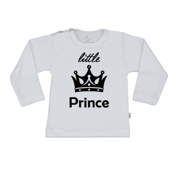 Effen shirtje van Wooden Buttons, wit, lange mouw.