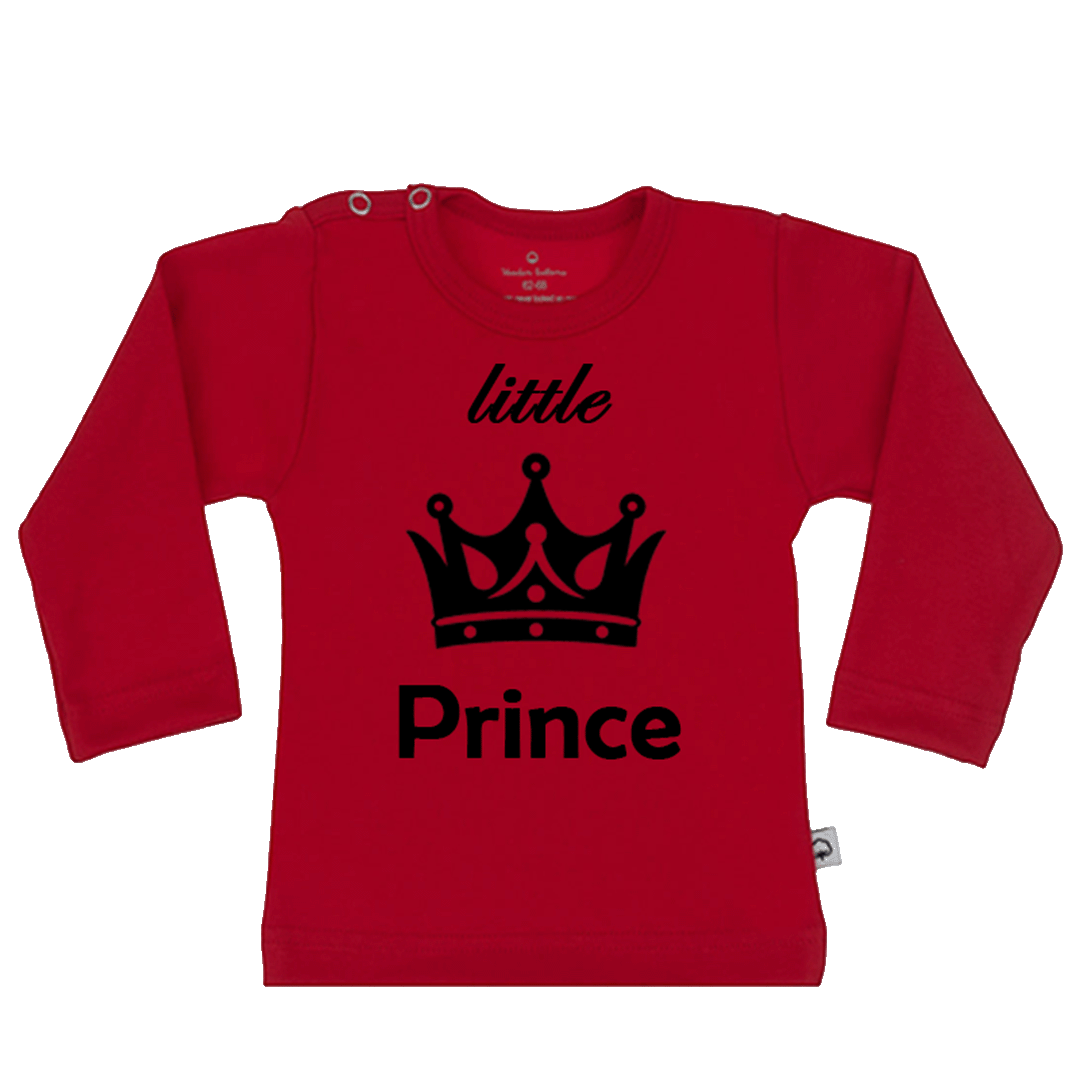 Effen shirtje van Wooden Buttons, helderrood, lange mouw.