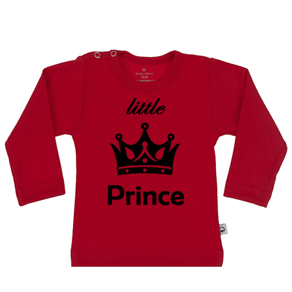 Effen shirtje van Wooden Buttons, helderrood, lange mouw.