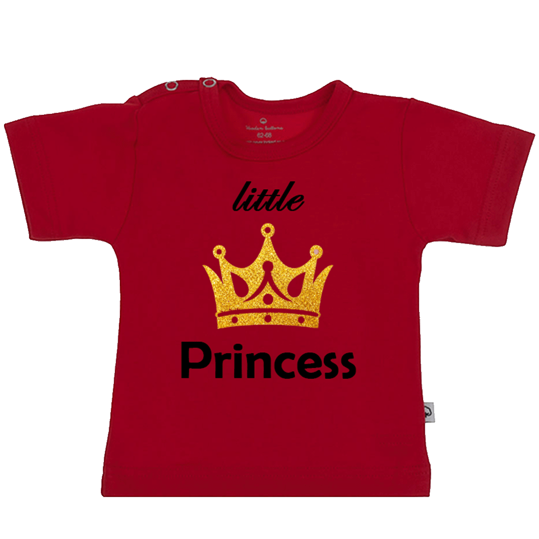 Effen shirtje van Wooden Buttons, helderrood, korte mouw.