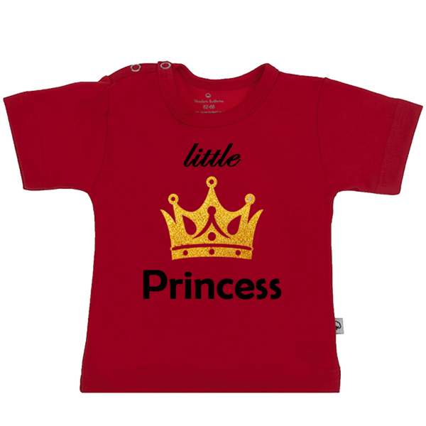 Effen shirtje van Wooden Buttons, helderrood, korte mouw.