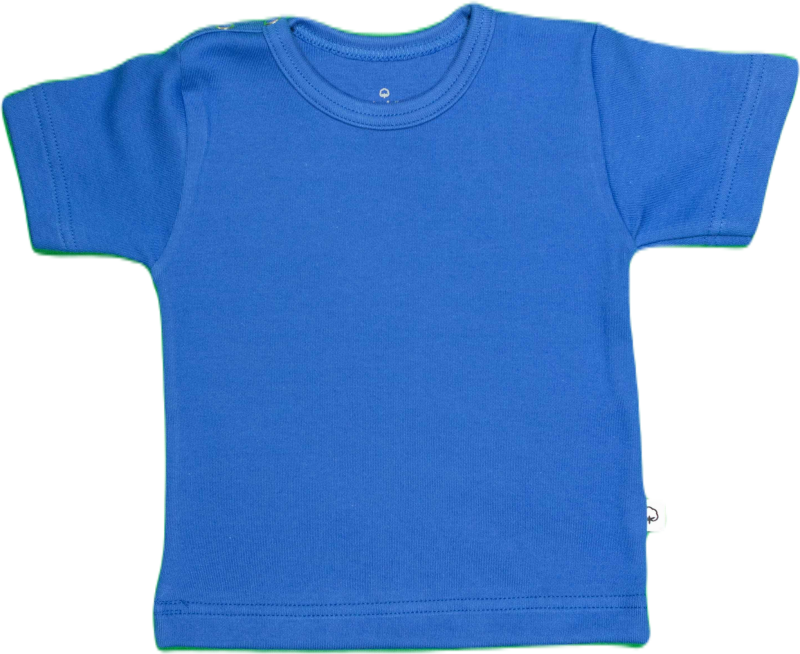 Effen shirtje van Wooden Buttons, kobaltblauw,  korte mouw.