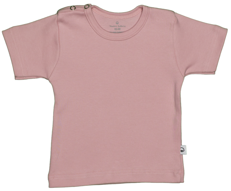 Effen shirtje van Wooden Buttons, oudroze, korte mouw
