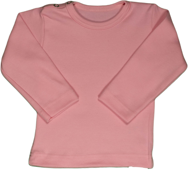 Effen shirtje van Wooden Buttons, helderroze. lange mouw.