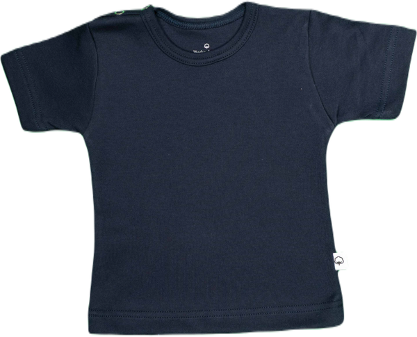 Effen shirtje van Wooden Buttons, donkerblauw, korte mouw