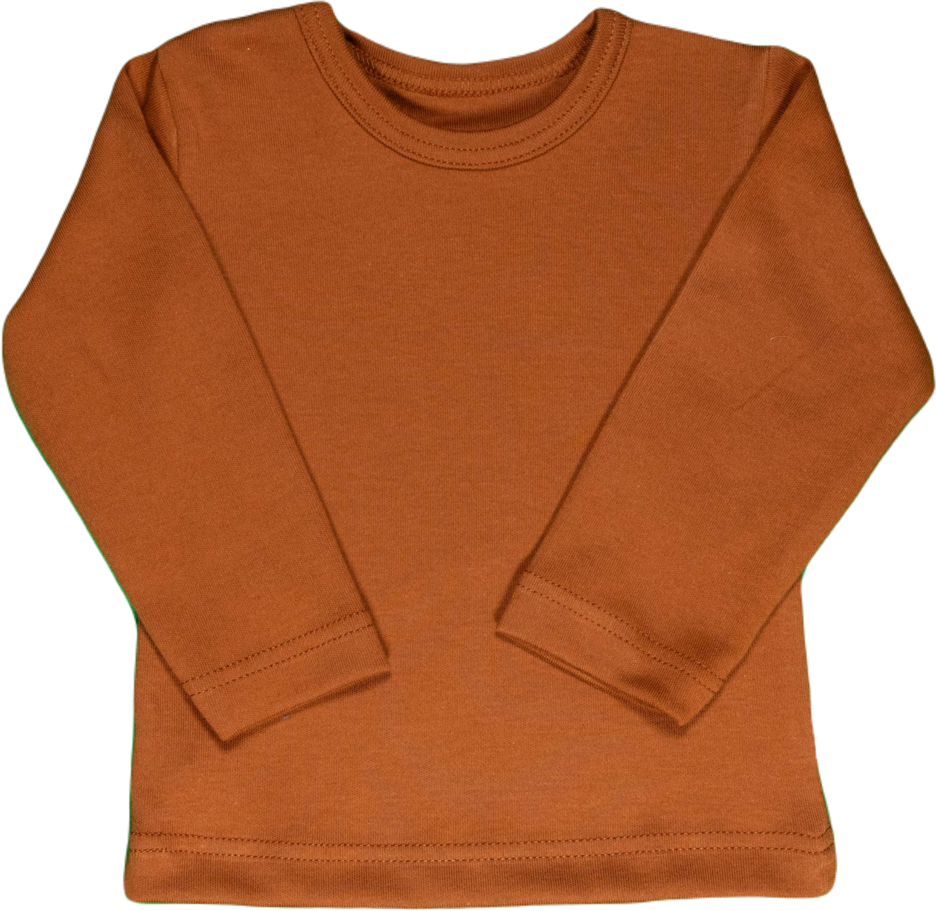 Effen shirtje van Wooden Buttons, cognac bruin, lange mouw.