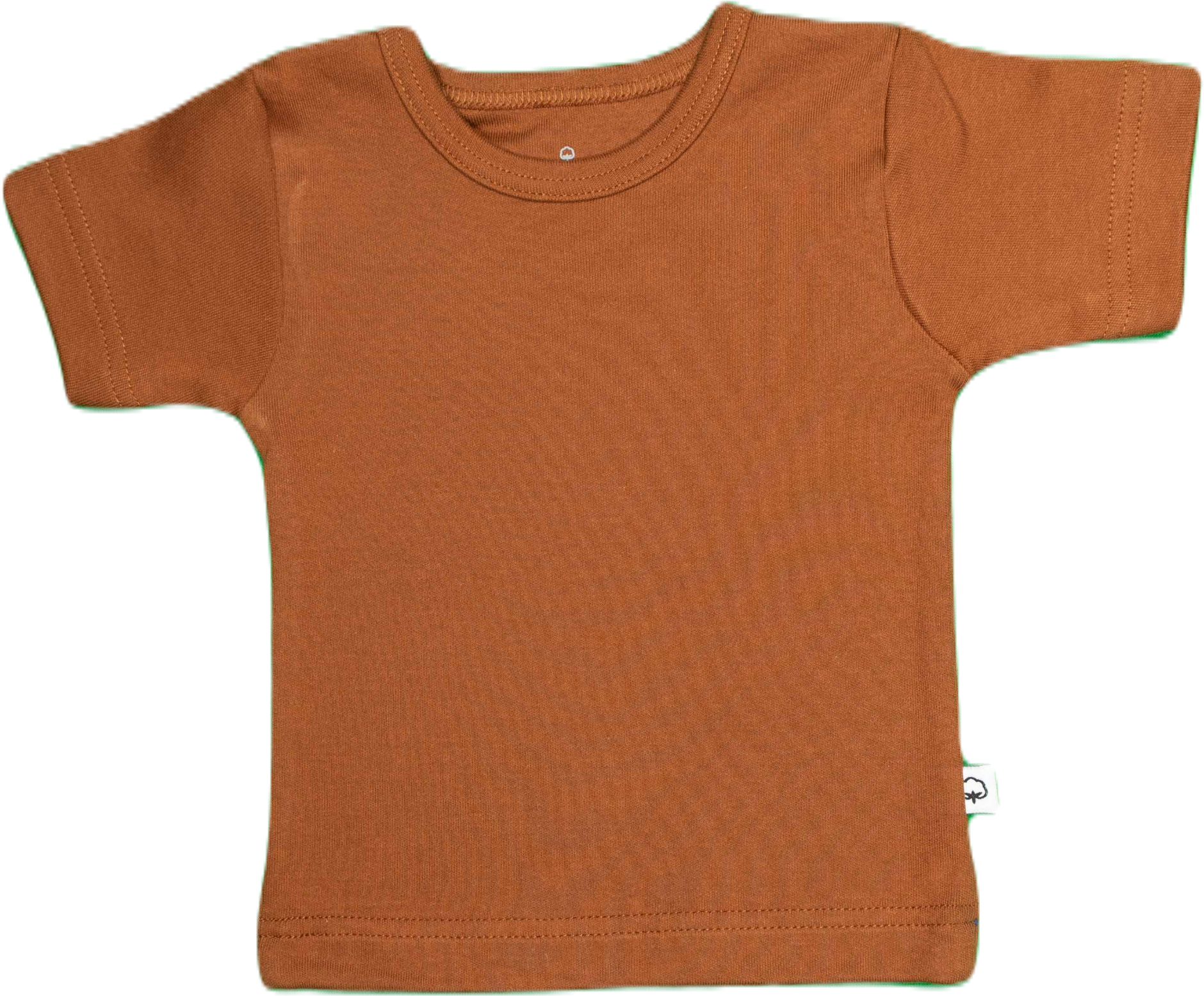 Effen shirtje van Wooden Buttons, cognac bruin, korte mouw.