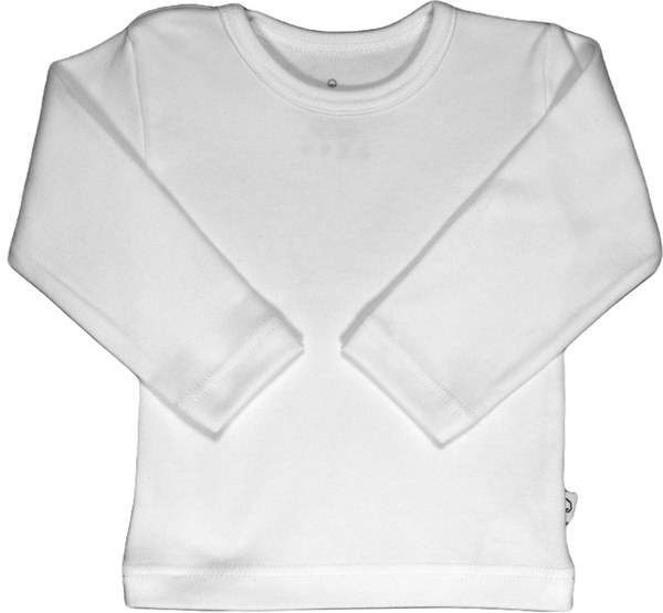 Effen shirtje van Wooden Buttons, wit, korte of lange mouw.