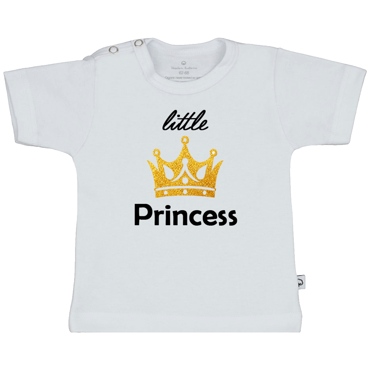 Effen shirtje van Wooden Buttons, wit, korte mouw.