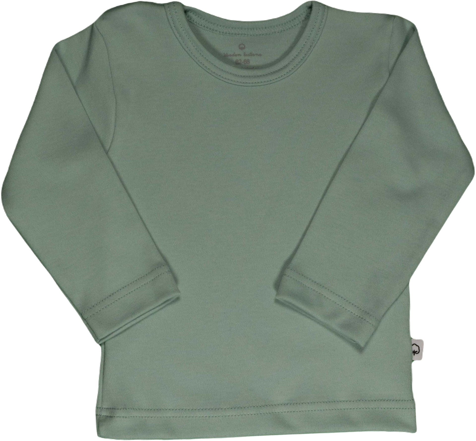 Effen shirtje van Wooden Buttons, olijfgroen, korte of lange mouw.