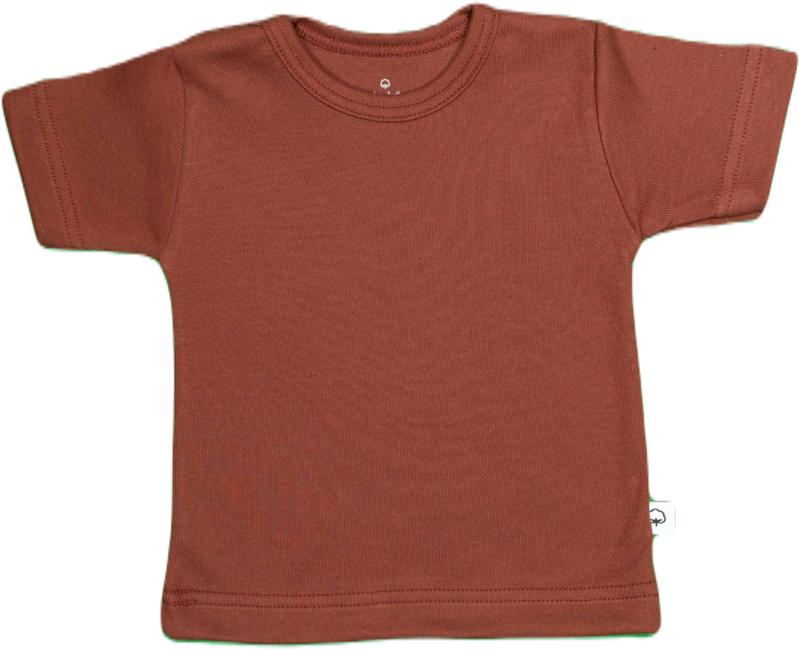 Effen shirtje van Wooden Buttons, bordeauxrood,  korte mouw.