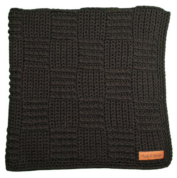 Effen deken, zwart in blokjesmotief