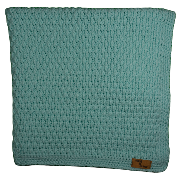 Effen deken, zachtgroen in reliëfsteek