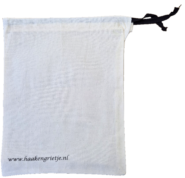 Katoenen bewaarzak voor de pittenzakjes.