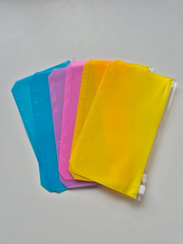 Lot de 6 enveloppes zip couleur