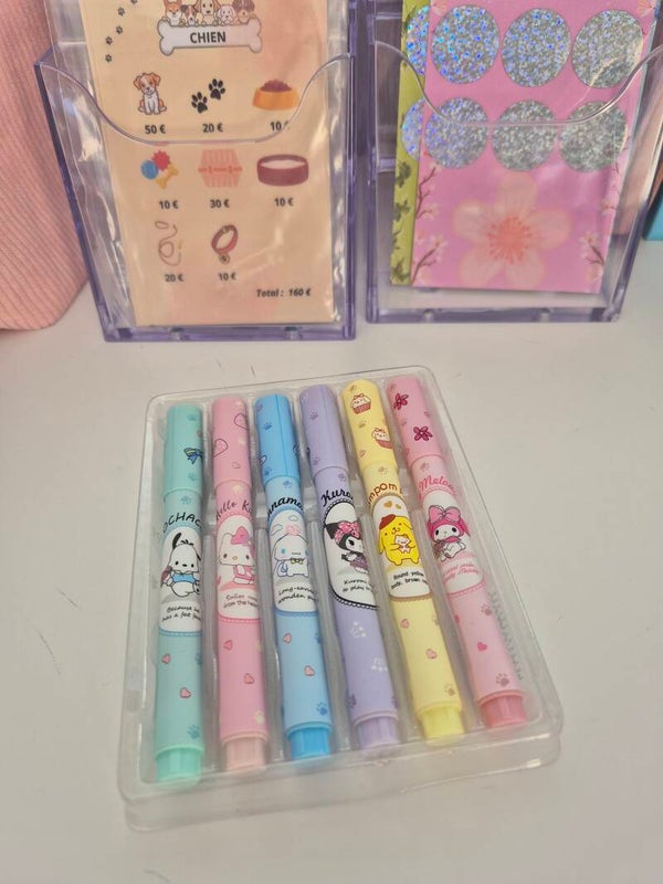 Boite de 6 surligneurs Kawaii