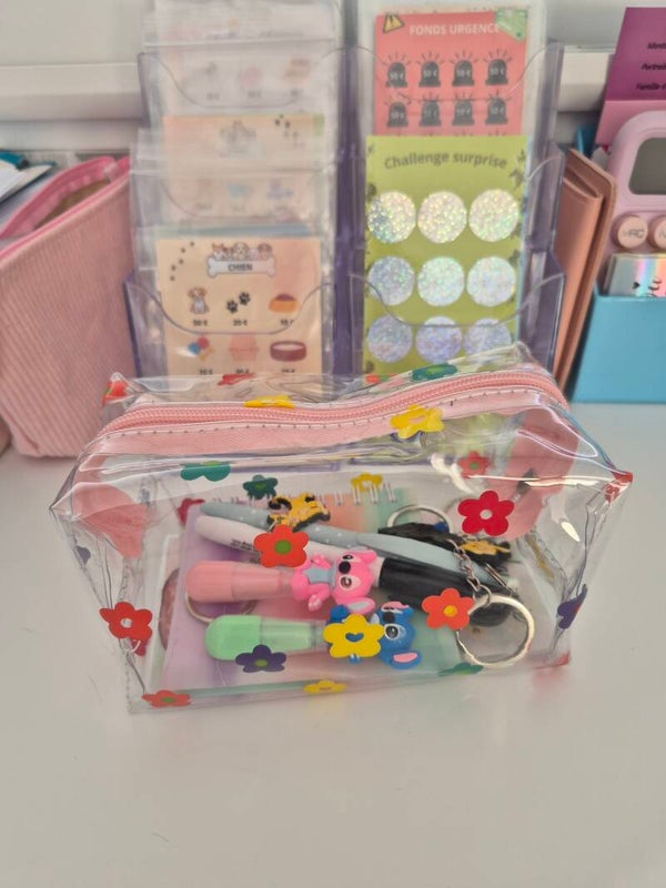 Trousse fleurs multicolores