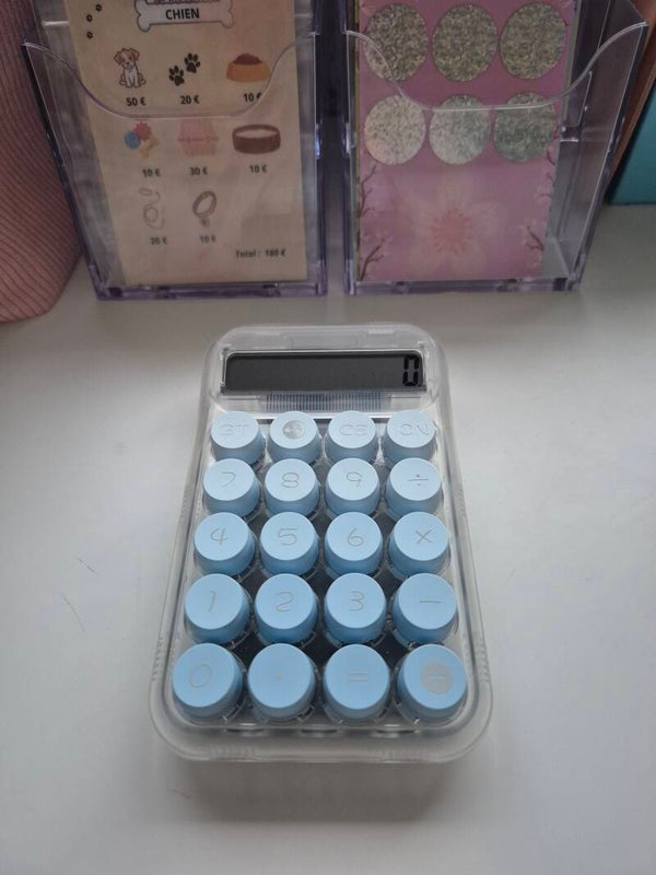 Calculatrice bleu transparent
