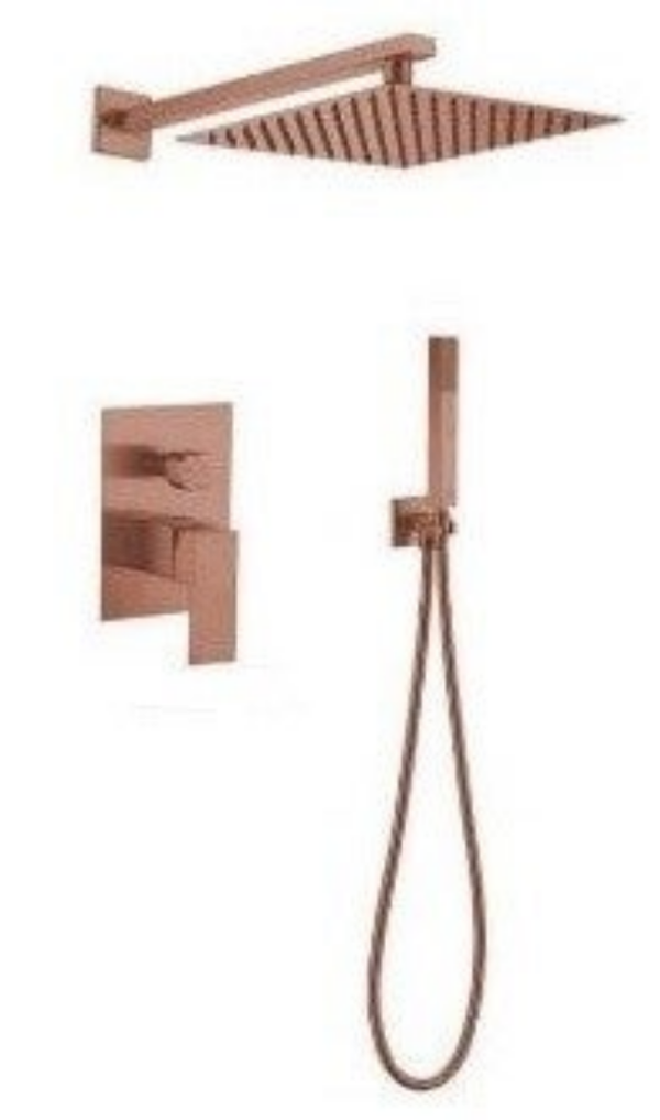 MINIMALISM Wall Rose Gold for shower - Εντοιχισμένη Μπαταρία Λουτρού διπλής ροής