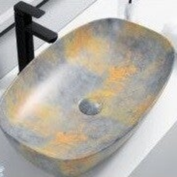 DS 9491C P-193 [60x38] Grey Yellow - Νιπτήρας Επιτραπέζιος Γκρι Κίτρινο
