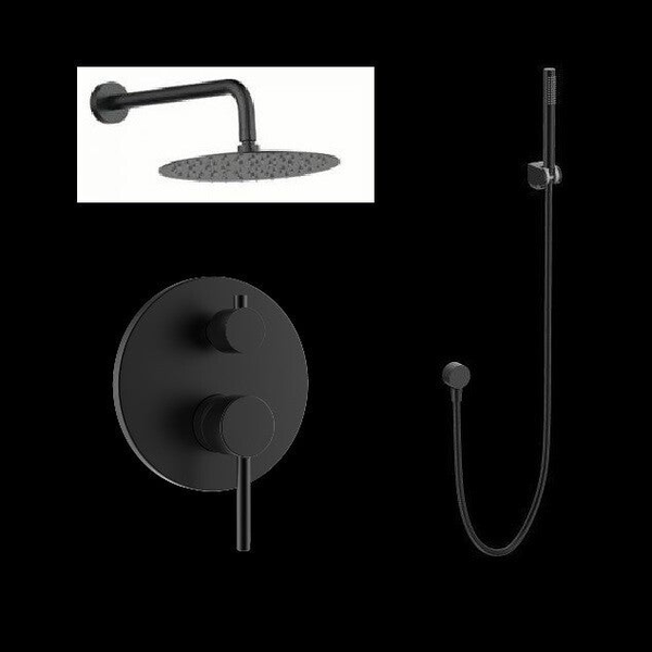 GINI Wall Black 2 for shower - Εντοιχισμένη Μπαταρία Λουτρού διπλής ροής